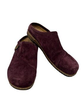 Earth Origins Womens Suede Slip On Erza Mules Clogs Shoes Size 10.5" Burgundy